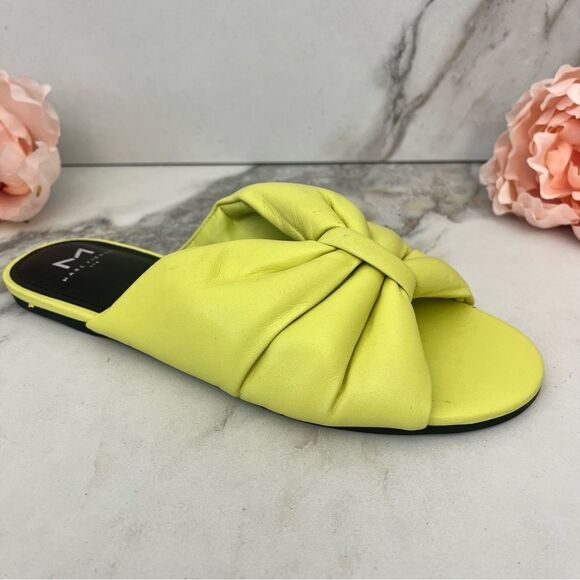 MARC FISHER Olita Slide Sandal In Yellow Leather Size 7.5 NEW - Picture 3 of 17